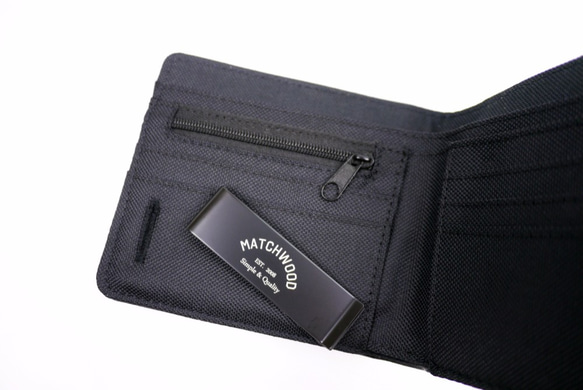 【Creema禮物季】Matchwood Positive 皮夾 錢包 短夾 錢夾 牛仔 格紋拼接皮料黑款 第6張的照片