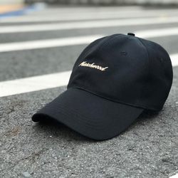 Matchwood SCRIPT LOGO SPORT CAP防水防汚機ヴィンテージスポーツハットグラスブラック 1枚目の画像