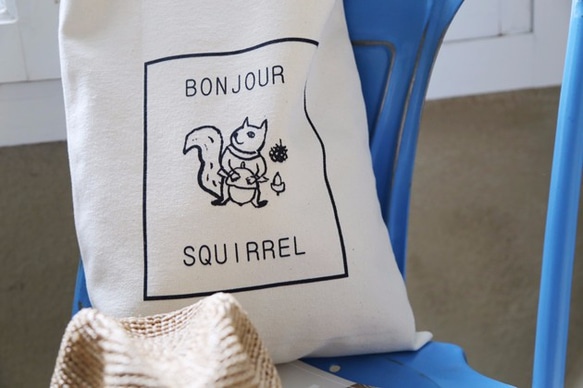 Bonjour Squirrelエコショッピングバッグ 1枚目の画像