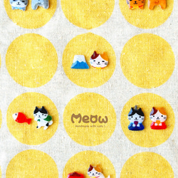 Meow Cat Neko 原創手作小偷貓貓偷魚魚耳環 (小偷貓貓和魚魚為一對) 可改夾式 第3張的照片