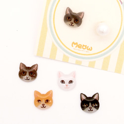 Meow綿綿珠系列 - 手作貓貓和綿綿珠耳環 (一隻貓貓和一顆綿綿珠為一對) 第3張的照片