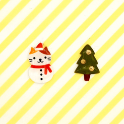 Meow原創手作Xmas聖誕限定版聖誕貓貓雪人和聖誕樹耳環 - 期間限定 第1張的照片