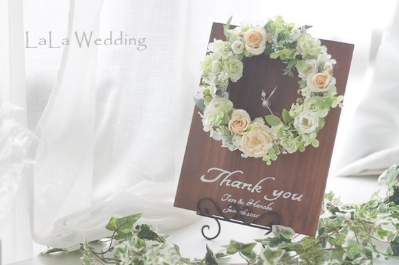 結婚式や記念日の贈り物に…Wreath Board Clock ～ラウンドリース～ 2枚目の画像