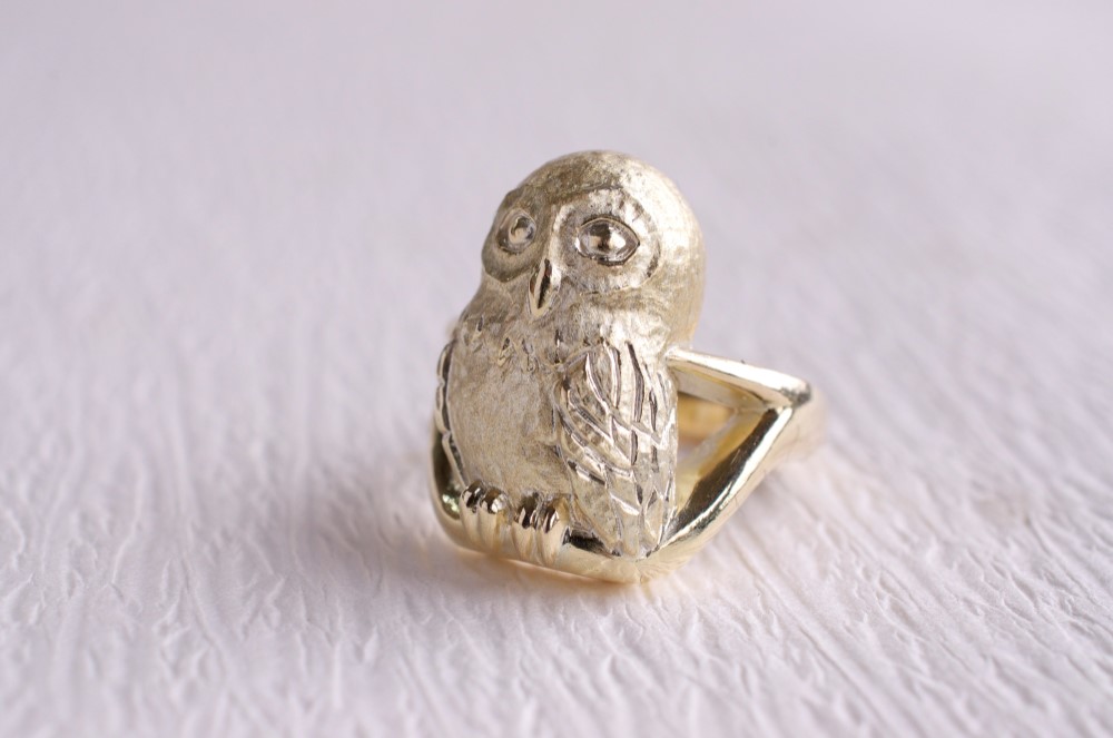 K10イエローゴールド　梟　リング
