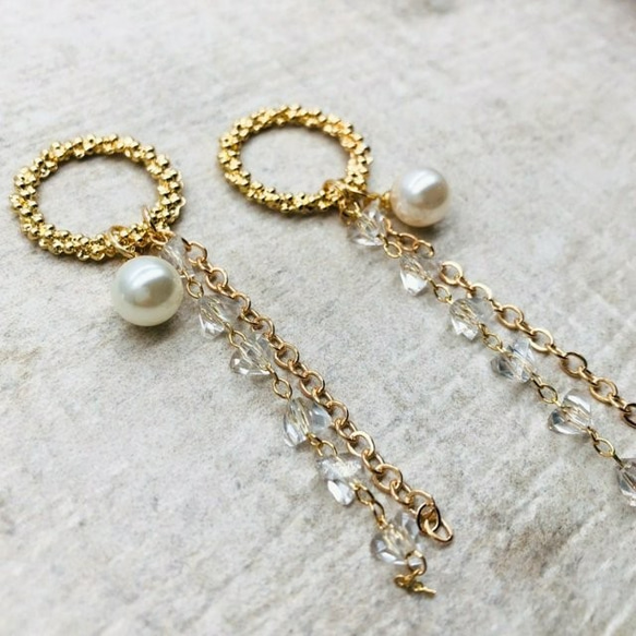 【chmm3983oripp】【2pct】 grain ring×glass beads chain 3枚目の画像