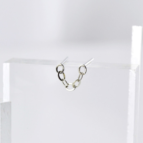 Double pierced earring(1 pc)(chain length 1.5cm),SV925 1枚目の画像