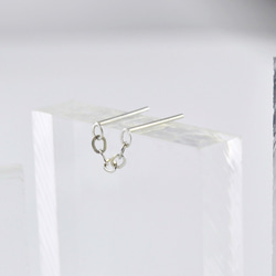 Double pierced earring(1 pc)(chain length 1.5cm),SV925 2枚目の画像