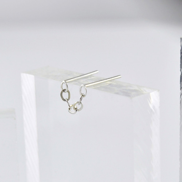 Double pierced earring(1 pc)(chain length 1.5cm),SV925 2枚目の画像