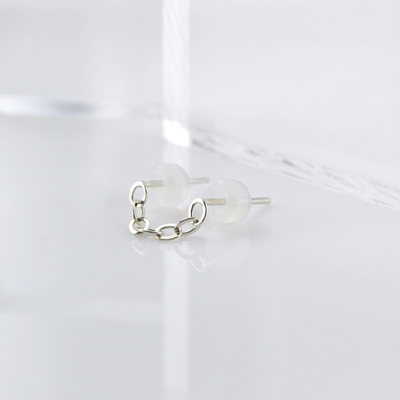 Double pierced earring(1 pc)(chain length 1.5cm),SV925 3枚目の画像