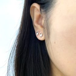 Twisted bar stud earrings,SV925 4枚目の画像