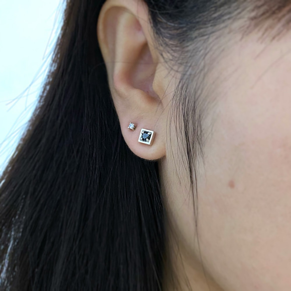 CZ diamond stud earring(1 PC),SV925 3枚目の画像