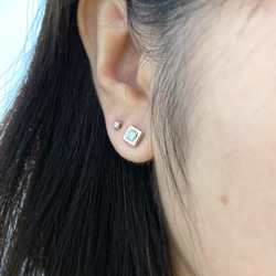 CZ diamond stud earring(1 PC),SV925 4枚目の画像