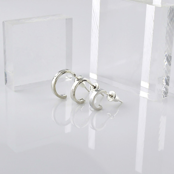 Hoop stud earring(1 PC),SV925 1枚目の画像