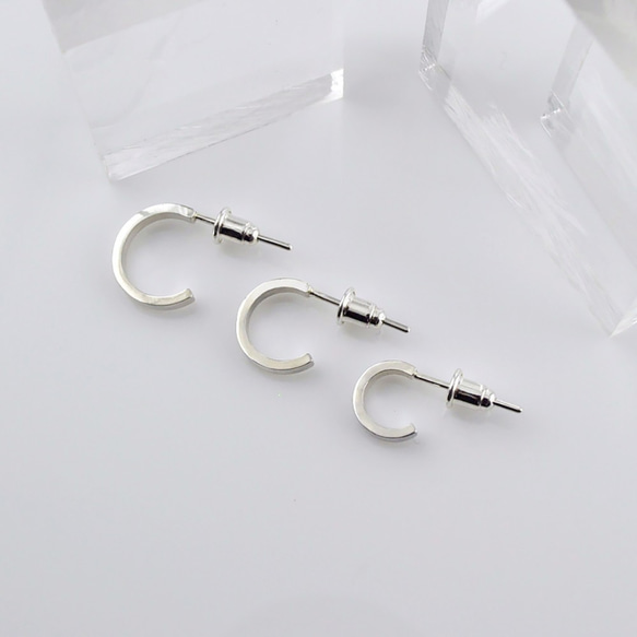 Hoop stud earring(1 PC),SV925 2枚目の画像