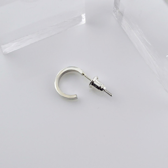 Hoop stud earring(1 PC),SV925 5枚目の画像