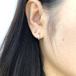 Hoop stud earring(1 PC),SV925 6枚目の画像