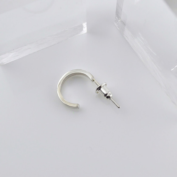 極簡C形針式耳環(單只) 925純銀 第7張的照片