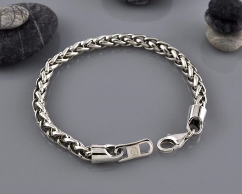 Sterling Silver Round Wheat Chain Bracelet ,SV925