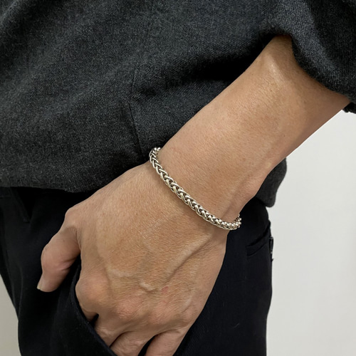 Sterling Silver Round Wheat Chain Bracelet ,SV925