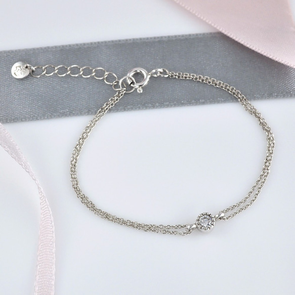 Sterling Silver Bracelet with CZ 2枚目の画像