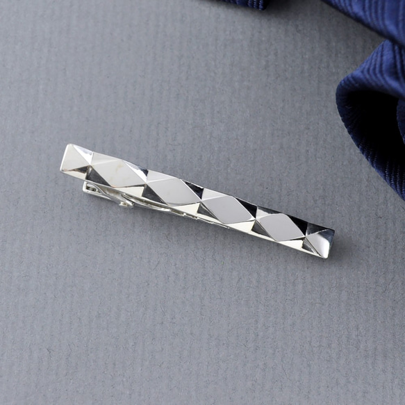 Sterling Silver Diamond Cut Tie Clip 1枚目の画像