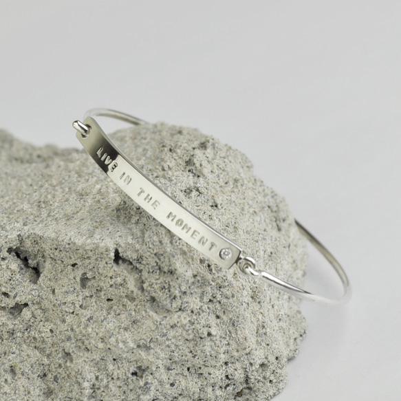 Hand Stamped Monogram & Name Bangle Sterling Silver,Personal 1枚目の画像
