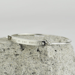 Hand Stamped Monogram & Name Bangle Sterling Silver,Personal 2枚目の画像