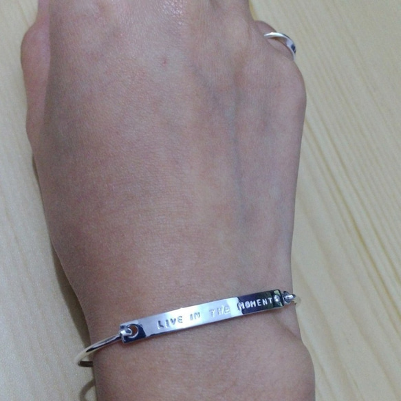 Hand Stamped Monogram & Name Bangle Sterling Silver,Personal 5枚目の画像