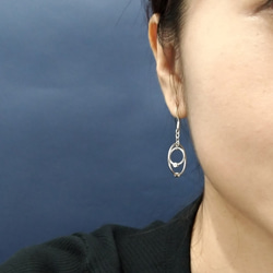 CZ Diamond Circle Dangle Pierced Earrings,Sterling Silver 3枚目の画像