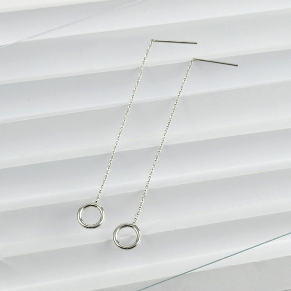 Sterling Silver Circle Threader Earrings 2枚目の画像