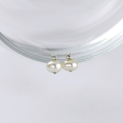 Pearl & CZdiamond Earrings,Sterling silver 1枚目の画像