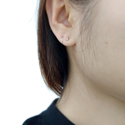 Ball Hoop Double pierced earring(Hoop diameter 6mm),SV925 2枚目の画像