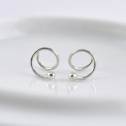 Ball Hoop Double pierced earring(Hoop diameter 6mm),SV925 3枚目の画像