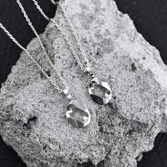 Sterling Silver Chain Pendant Necklace,Satin Finish 5枚目の画像