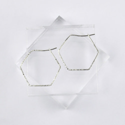 Hexagon Hoop Earrings,Hammered Hoops,Sterling Silver 1枚目の画像