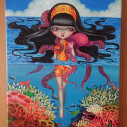 ★海と珊瑚礁と蛸と★アート作品原画 2枚目の画像