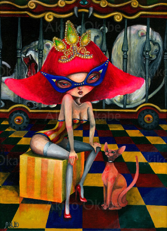 ★Old Circus★昔の不思議なサーカス★アート作品原画☆一点もの☆ 1枚目の画像