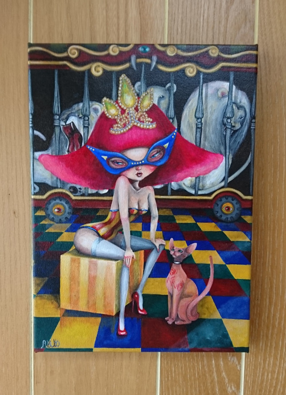 ★Old Circus★昔の不思議なサーカス★アート作品原画☆一点もの☆ 2枚目の画像