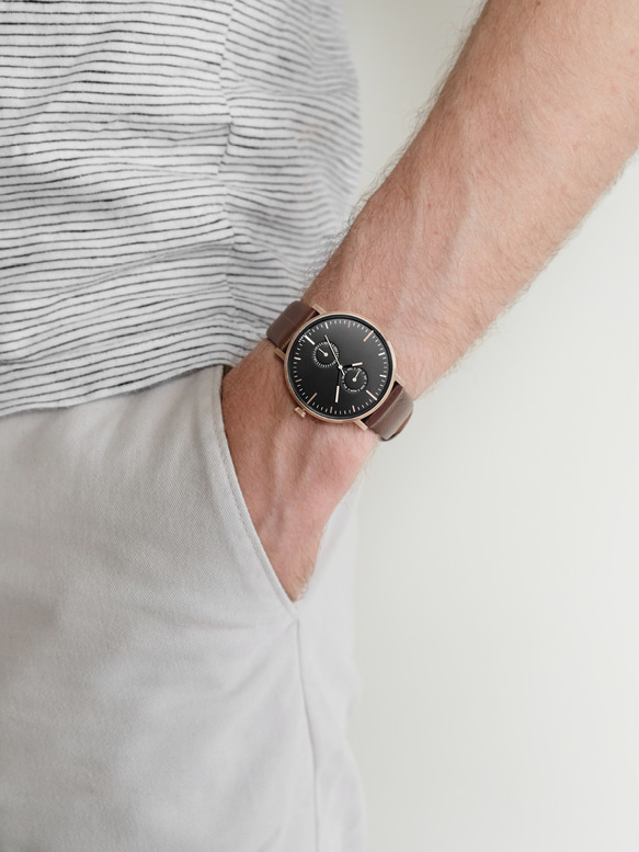 熱賣！Two-Tone 黑 x 玫瑰金 MG002 手錶 | 鋼帶+皮帶套裝 第6張的照片