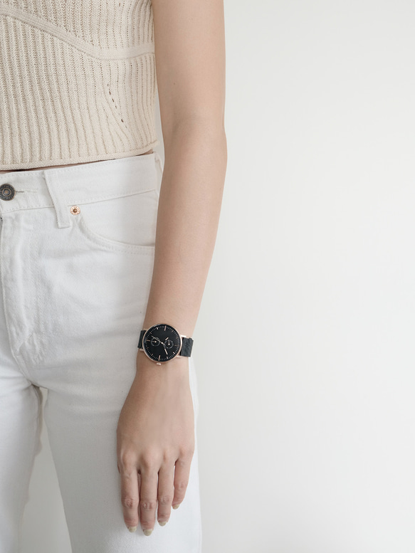 熱賣！Two-Tone 黑 x 玫瑰金 MG002 手錶 | 鋼帶+皮帶套裝 第8張的照片