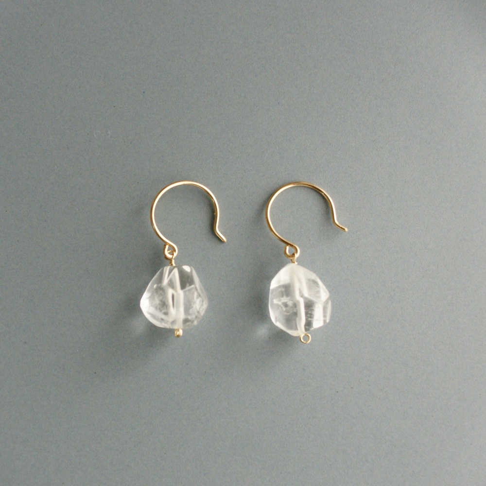 【14金GF】ラフカットクォーツ ピアス・イヤリング