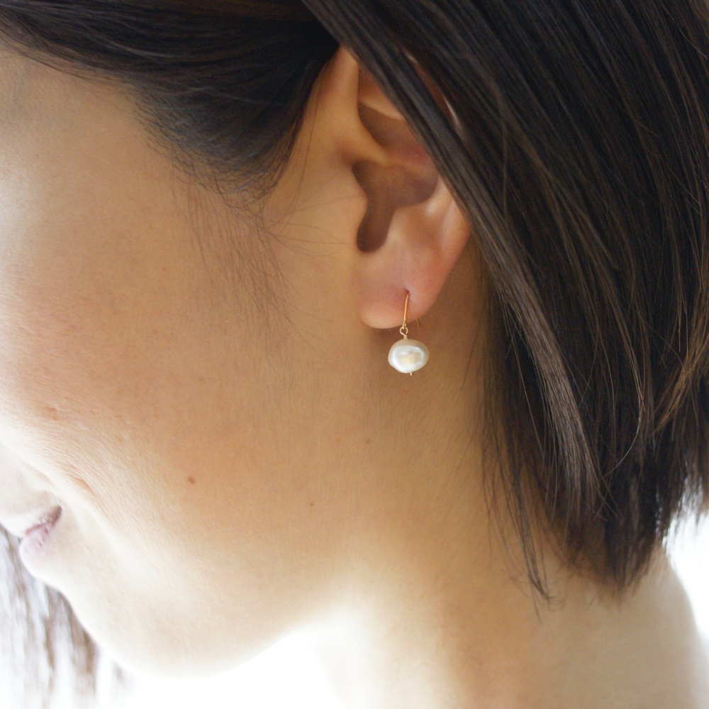 【14金GF】ひとつぶパールピアス・イヤリング WH