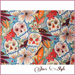 50×110カットクロス　アレキサンダー ヘンリー/"Calaveras de color" blue 1枚目の画像