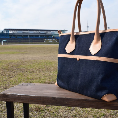 ◇ 受注製作 セルヴィッジデニムとレザーの2WAYトートバッグ  