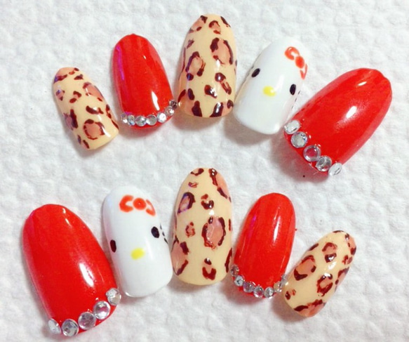 ジェル☆キティちゃん×レオパードネイルチップ ネイルチップ（つけ爪