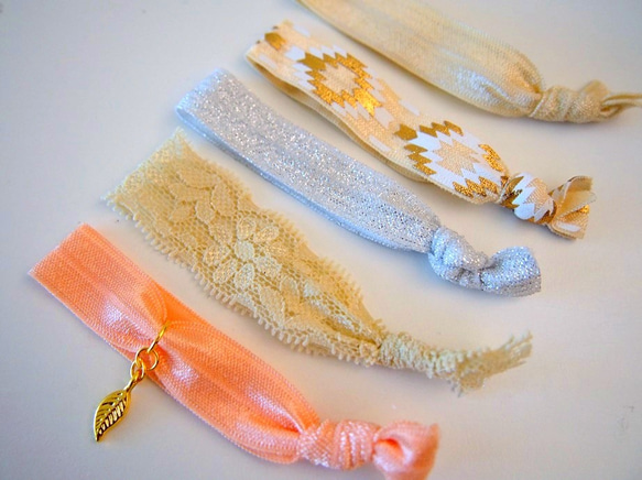 ヘアタイ☆ブレス（5個セット♡選べるチャーム付き） ヘアゴム Kurumi