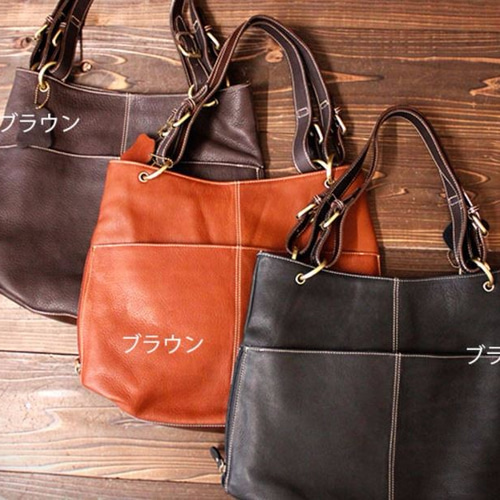 送料無料】本牛革 カーフスキンレザー トートバッグ トート
