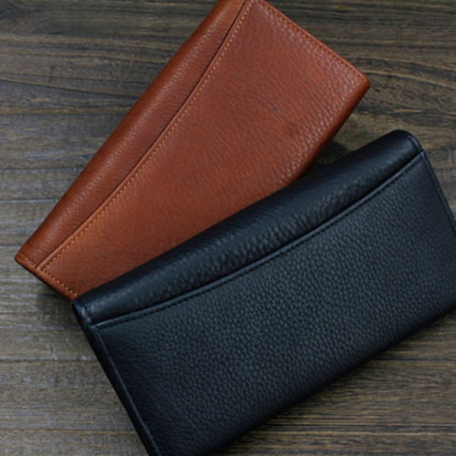 送料無料】カーフスキン 本革3つ折り長財布 長財布（メンズ