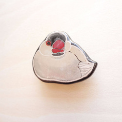 文鳥 漆 帯留めブローチ 3枚目の画像