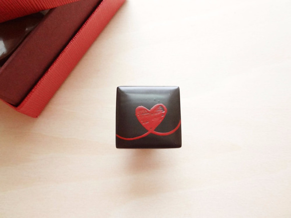 漆ちょこブローチ(ハート)ⅰ 1枚目の画像